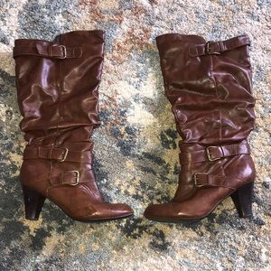 Brown knee high boots